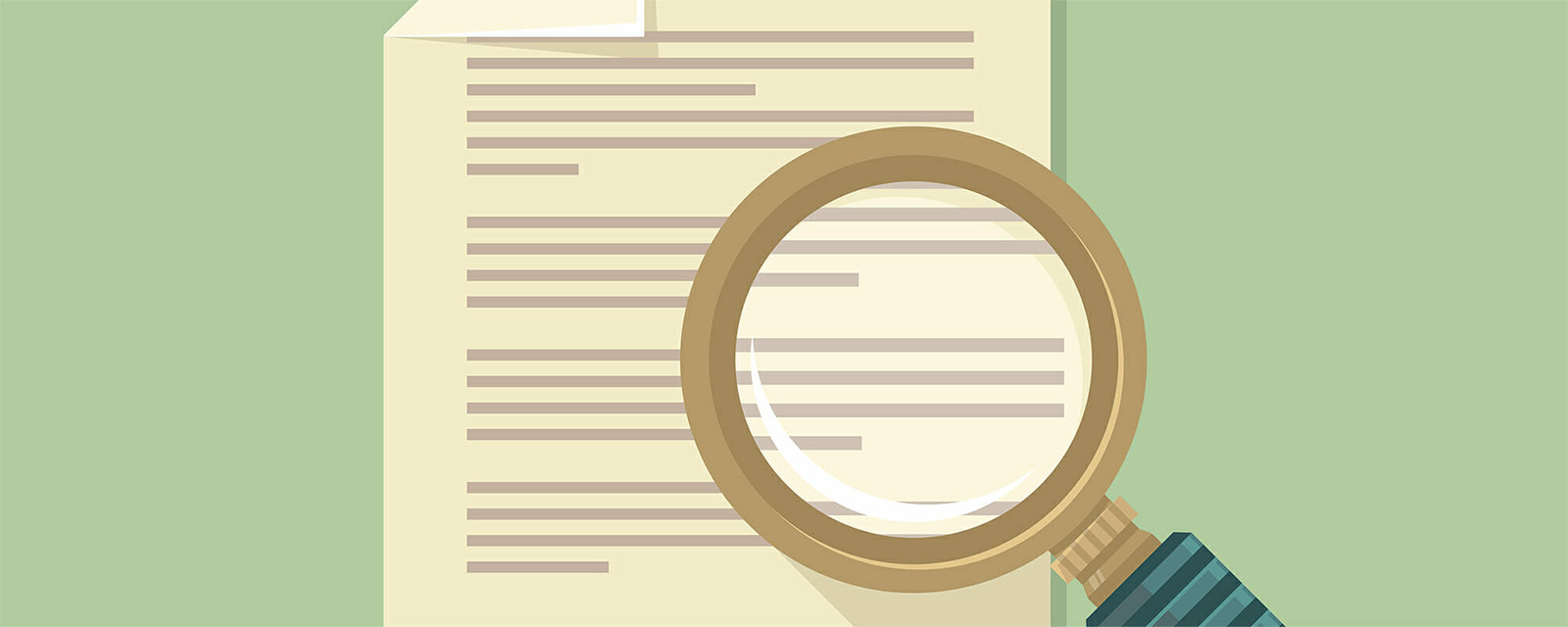 Illustration of an article and magnifying glass